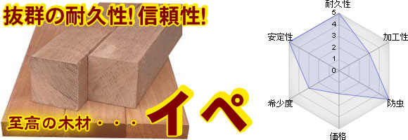 抜群の耐久性!信頼性!至高の木材 イペ イペ