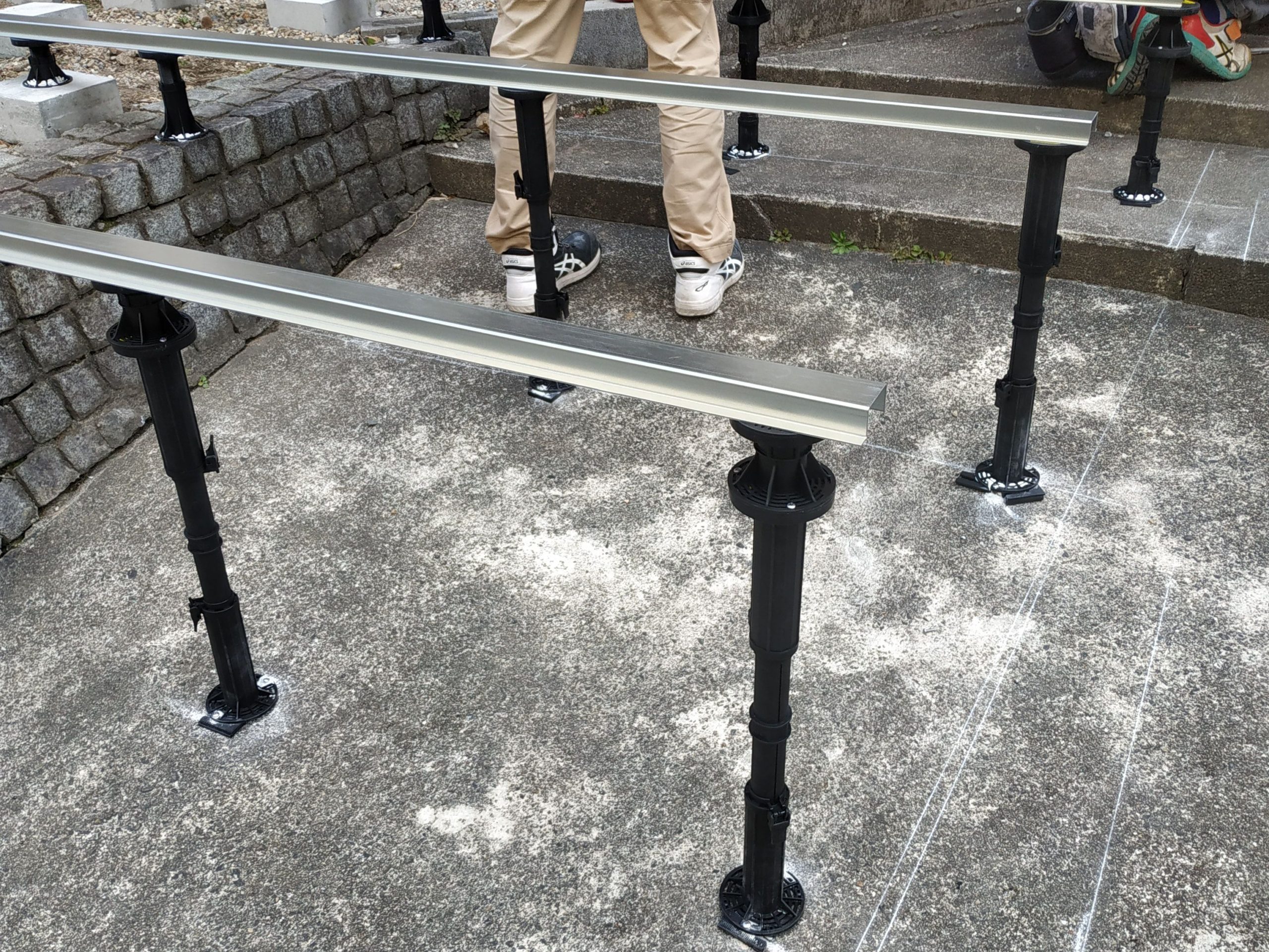 保育園デッキの基礎製作過程